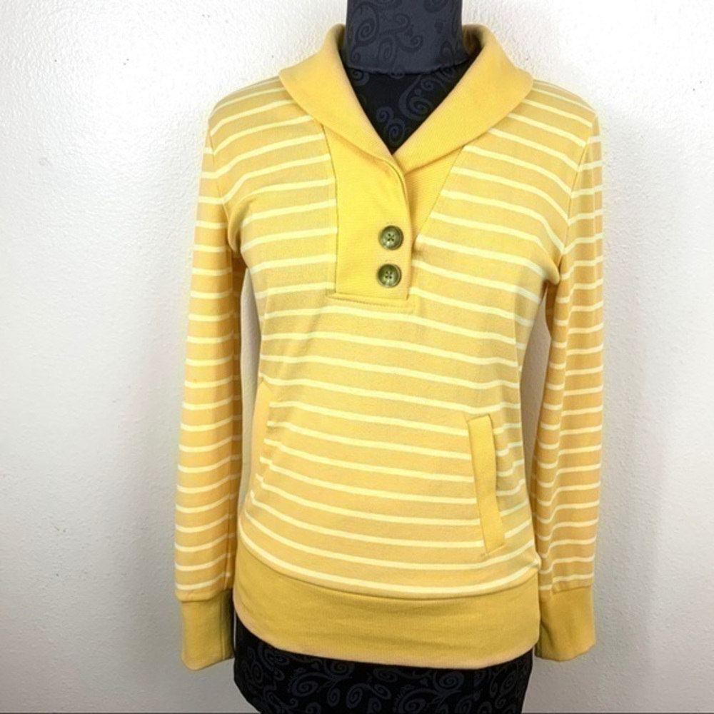 Banana Republic yellow striped white sweater